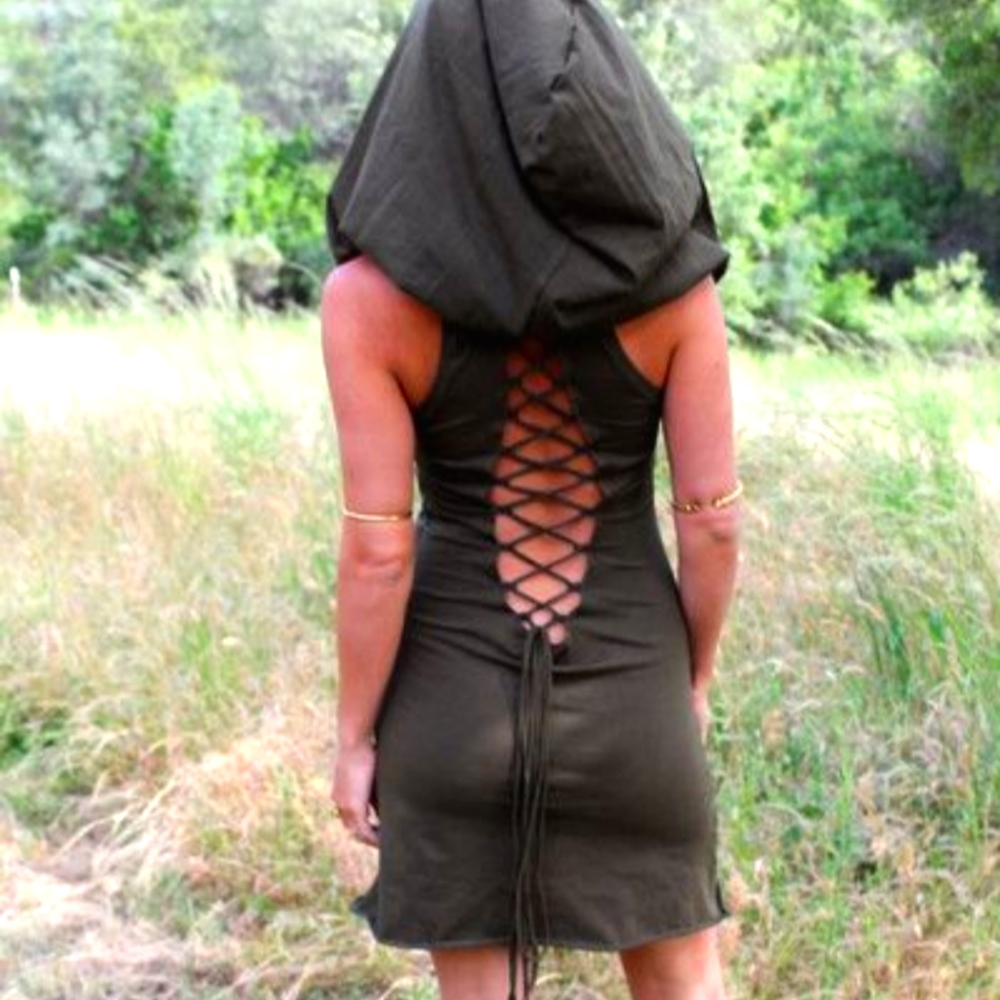 ZhenNymph Nienna Hooded Mini Dress (black)
